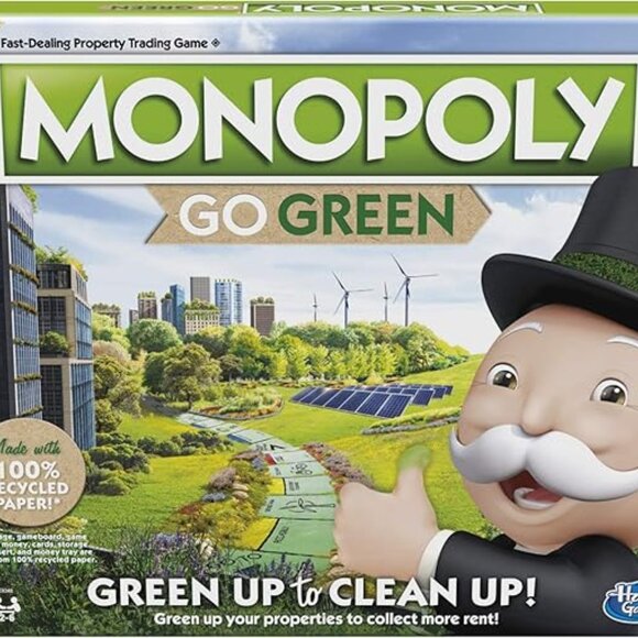 Hasbro Monopoly Go Green Edition Board Game NEW - 100% Recycled Paper! - Picture 1 of 7